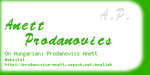 anett prodanovics business card